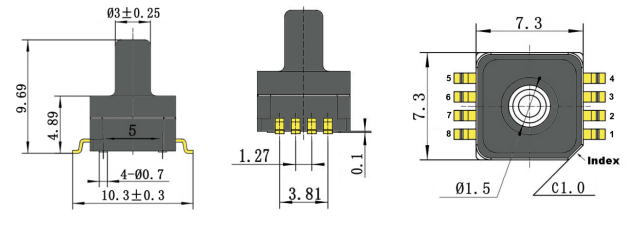 5V 700kPa Amplifiye Analog Çıkış Sensörü Atmosferik Basınç 0
